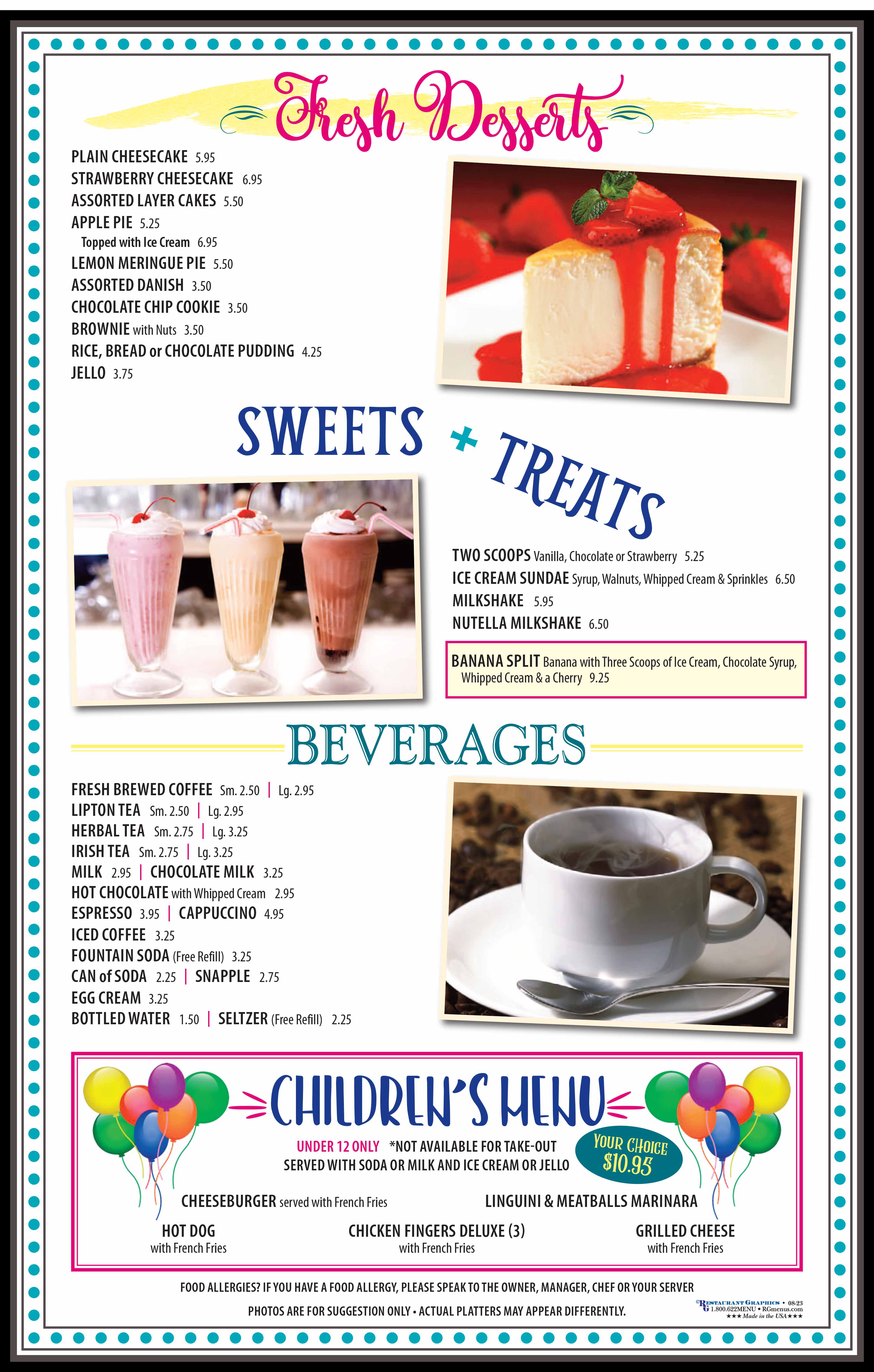 Desserts - Beverages & Kids Menu